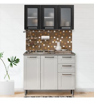 Cocina Integral Multipla 1,05m 2 cajones Negro