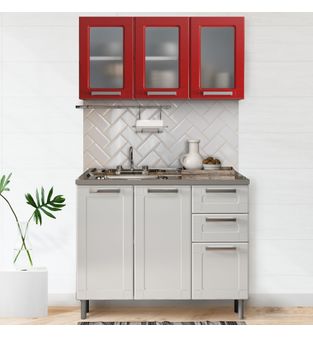 Cocina Integral Multipla 1,05m 2 cajones Rojo