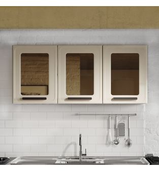 Gabinete superior de cocina 120 cm en acero al carbono con vidrios Arena