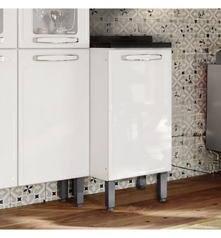 Mueble inferior de cocina en acero 40cm 1 puerta Blanco