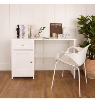 Escritorio en MDP 121cm con 1 cajon y 1 puerta Blanco