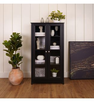 Mueble Vitrina 80cm en MDP 2 puertas Negro
