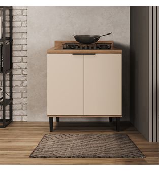 Mueble Inferior Bertolini En MDP Con Tapa Freijo off white 80 cm