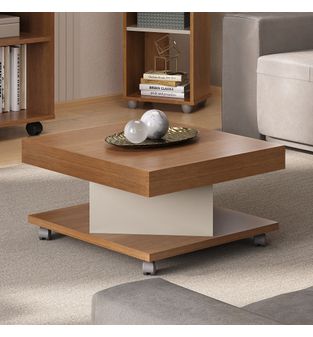 Mesa de centro decorativa  en MDP 63x63 Cerezo con blanco