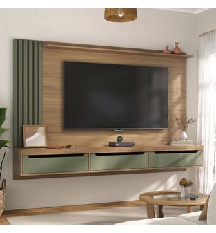 Mueble para TV 75" en MPD 200cm incluye soporte Roble con menta