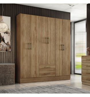 Closet armario en MDP 150x182cm 2 cajones Noce
