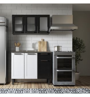 Cocina integral Simply en acero 105cm incluye lavaplatos izquierdo Negro
