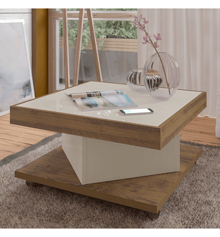Mesa De Centro Decorativa Bertolini Color Pino con Blanco
