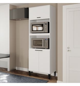 Alacena despensa porta microondas 70cm En MDP 15mm 3 Puertas Blanco