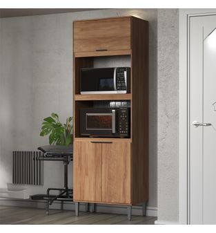 Alacena despensa porta microondas 70cm En MDP 15mm 3 Puertas Freijo