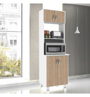 Alacena Despensa Porta Microondas 60cm En MDP 4 Puertas Rovere