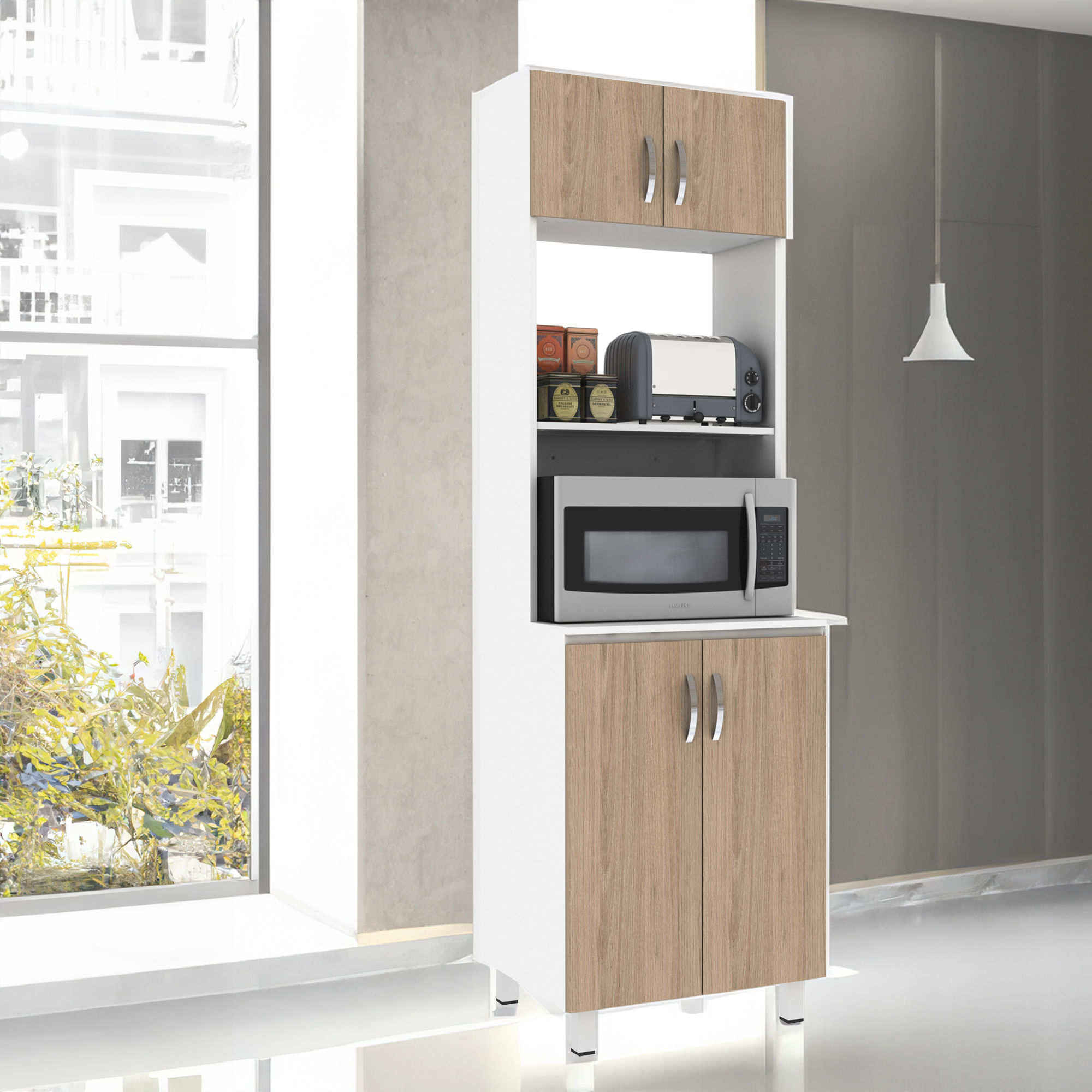 Alacena despensa porta Microondas 200x60cm En MDP Rovere - Bertolini ...