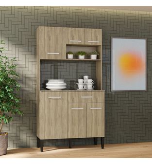 Alacena despensa 105cm En MDP 6 puertas 1 cajón Roble