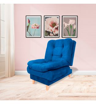 Poltrona reclinable Meyers 70x90cm tela tipo lino 3 posiciones Azul Petroleo