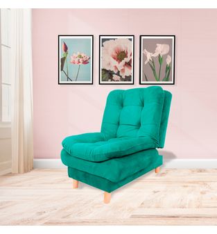 Poltrona reclinable Meyers 70x90cm tela tipo lino 3 posiciones Verde