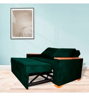 Sofacama semidoble 180x90cm tela tipo lino 2 cuerpos Verde
