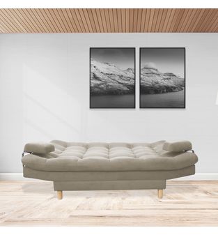 Sofacama semidoble 185x95cm tela tipo lino 3 posiciones Camel
