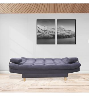 Sofacama semidoble 185x95cm tela tipo lino 3 posiciones Gris