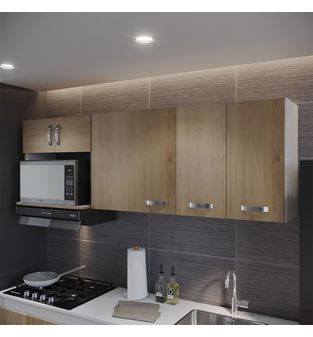 Gabinete superior para cocina en 120 cm en MDP incluye locero y porta vasos Rovere