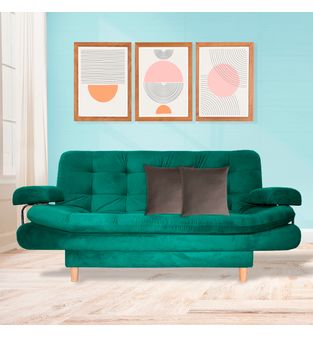 Sofacama semidoble Eller 175x90cm tela tipo lino 3 posiciones Verde