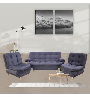 Sala Clic Clac 175x90cm incluye dos sillas y un sofa cama Gris