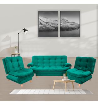 Sala Clic Clac 175x90cm incluye dos sillas y un sofa cama Verde