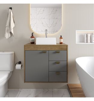 Mueble de baño de 70 cm en MDP Sin Lavamanos Gris