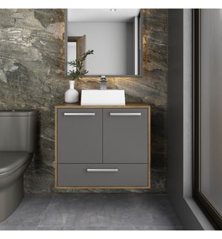 Mueble de baño de 70 cm en MDP Sin Lavamanos Gris 2 P 1 CAJÓN