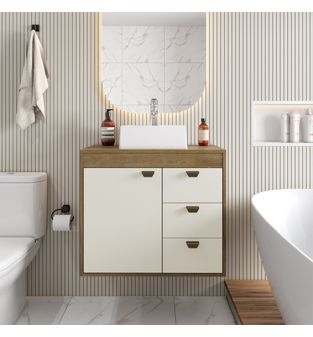 Mueble de baño de 70 cm en MDP Sin Lavamanos Off white