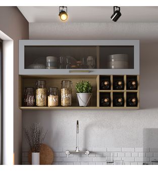 Mueble superior de cocina  de 120 cm en MDP Gris