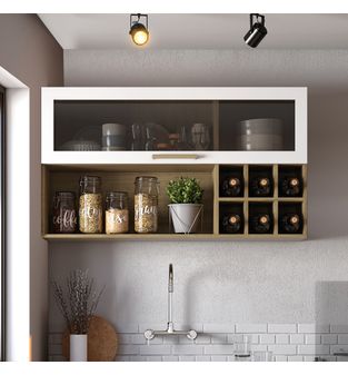 Mueble superior de cocina  de 120 cm en MDP Blanco