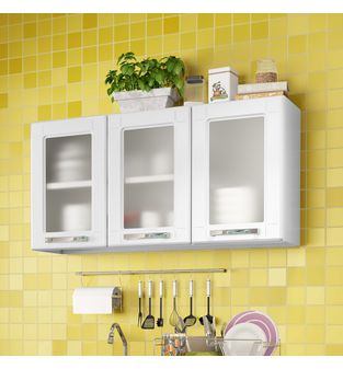 Mueble Superior Triple Puertas de Acero multipla-Blanco