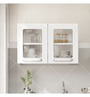 Mueble Superior de Cocina Con Vidrio 80 Cm Evidence Plus Blanco