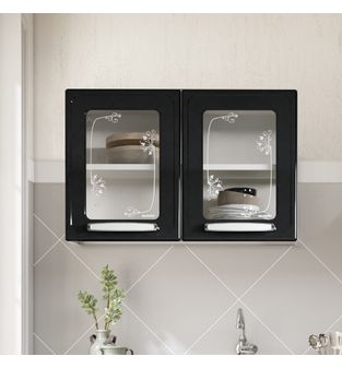 Mueble Superior de Cocina Con Vidrio 80 Cm Evidence Plus Negro