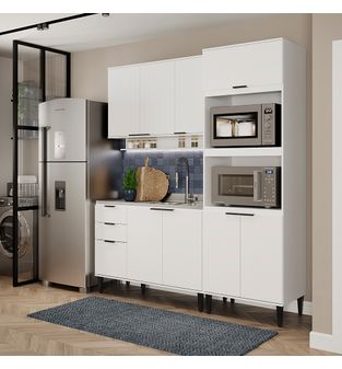 Cocina Integral 190cm sin meson en MDP  9 puertas Blanco