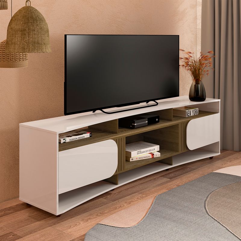 Ambiente Rack Elegance Off White com Pinho Ripado -1-