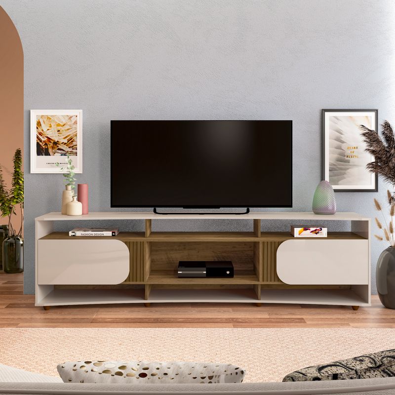 Ambiente Rack Elegance Off White com Pinho Ripado -2-
