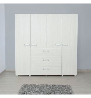 Closet 180x180x48cm 4 puertas 3 cajones en MDP Niebla