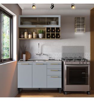 Cocina Integral en MDP 191x120x53cm Bertolini Gris
