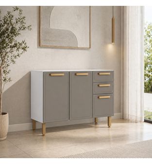 Mueble inferior de acero sin mesón 86x120x48cm Pecan