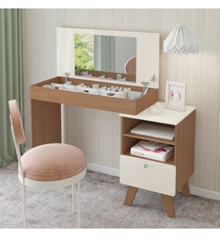 Escritorio tocador Dora 118x120x41cm en MDP Cerezo OffWhite