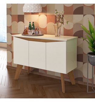 Mueble Bifé Oasis 80x110x41cm 3 Puertas en MDP Offwhite Cerezo