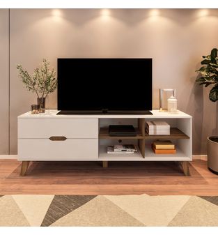 Mueble Rack para TV de hasta 75" Verona 63x180x40cm Pino Offwhite