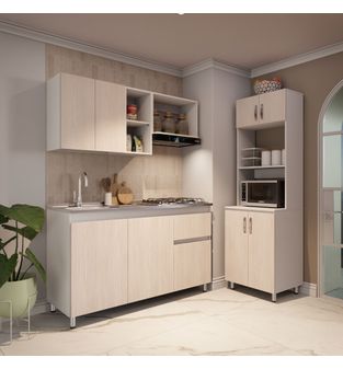 Cocina Integral 210cm lav izq 4 fogones + alacena Niebla