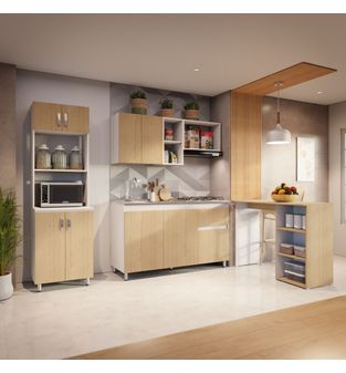 Cocina Integral 260cm lav Izq+estufa+alacena+barra Rovere