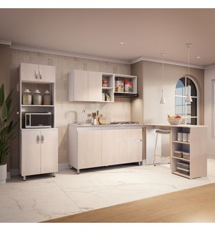 Cocina Integral 260cm lav Izq+estufa+alacena+barra Niebla