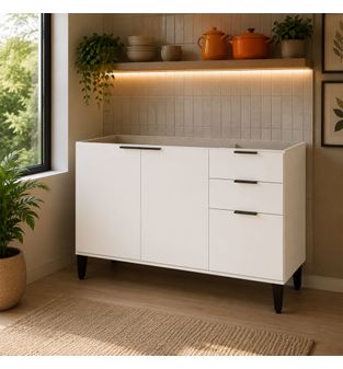 Mueble inferior de cocina 120 cm en MDP sin mesón Blanco