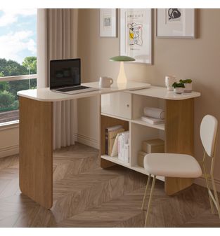 Escritorio expandible MDP con 73x160x45 Cerezo Off White