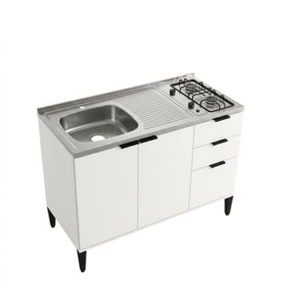 Mueble inferior de cocina 120cm lavaplat izq y estufa Blanco