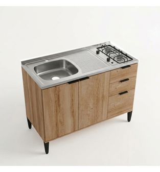 Mueble inferior de cocina 120cm lavaplat izq y estufa Freijo